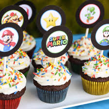 Super Mario Bros Cupcakes With Free Printable Toppers Super Mario Bros Birthday Party Mario Bros Party Mario Bros Birthday