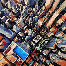 Birds Eye View Photography Definition Oil On Canvas New York City Sky View By Emona Art Fine Art America Birds Eye View City City Sky City Painting