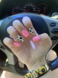 Cow Print And Pink Nails Pink Nails Country Acrylic Nails Acrylic Nails