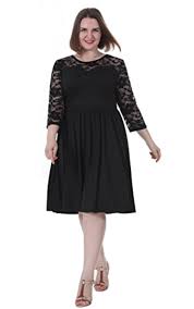 Black 3 4 Sleeve Dress Plus Size Sapphyra Cocktail Women S Plus Size See Through Neck 2 3 Sleeve Floral Flattering Dress Plus Size Evening Gown Flattering Dresses Lace Midi Dress