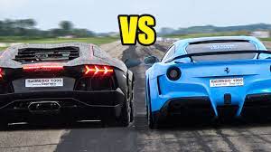 Ferrari 458 italia's horsepower is 570 hp while ff's horsepower is 561 hp. Ferrari F12 Berlinetta Vs Lamborghini Aventador Revs Battle Youtube