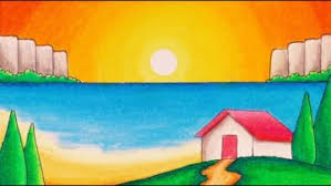 Drawing Waterfall Sunset Scenery Bizimtube Creative Diy Ideas Crafts And Smart Tips How to draw a waterfall. drawing waterfall sunset scenery