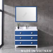 These will be matched with overhanging cupboards using a mirror, can have any kind of counter top, and can be made out any kind of wood. China 42inch Blue Vietnam Quartz Top Bathroom Cabinet Full Extension Modern Bathroom Vanity China Modern Free Standing