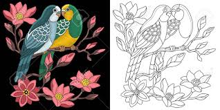 Some parakeet coloring may be available for free. Embroidery Parrots Design Collection Of Fancywork Elements For Royalty Free Cliparts Vectors And Stock Illustration Image 79410361