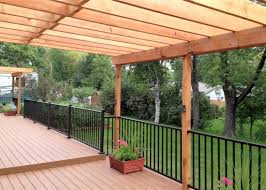 Along with the level changes and railing, the four posts of this pergola separate the dining area from the rest of the deck. Pictures Of Pergolas Over Decks Novocom Top