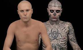 I find it very interesting that you consider tattoos, especially on women, vandalism. Lady Gaga S Zombie Boy Ricky Genest With No Tattoos Model Covers Up For Dermablend Daily Mail Online