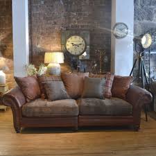 Annie Mo S Alexander James Hudson 4 Seat Sofa Rolled Arm Leather Fabric Mix Sofa Living Room Leather Sofa Furniture Tuscan Furniture