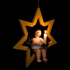 Christmas Angel In Star With Socket For Candle Or Lumix Led 38 Cm 15in By Kde Ellmann