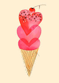 Margaret Berg Art Hearts Ice Cream Cone Art Illustration Valentines