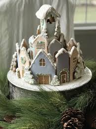 Gingerbread Christmas Village With Pastel Houses And Flocked Snowy Trees Diy Gi Sweet Food Christmas Gingerbread House Christmas Gingerbread Christmas Cake
