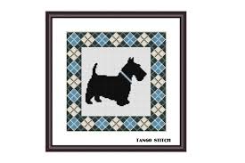 Easy scottish cross stitch patterns. Blue Scottish Terrier Dog Cross Stitch Graphic By Tango Stitch Creative Fabrica