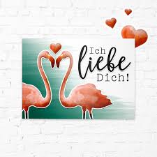 Spruchkare Postkarte Flamingo Ich Liebe Dich Watercolor Card Karte Modern Valentinstag Valentinstagsgruss Karten Design Valentinstags Grusse Flamingo