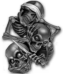 Gangster See No Evil Hear No Evil Speak No Evil Skulls See Hear Speak No Evil Tattoo Idea Evil Skull Tattoo Evil Tattoos Skull Decal