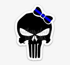 Less of a violent overtone, more of a promise to criminals: Thin Blue Line Punisher Bow Decal Skull With Cross Rifles Free Transparent Png Download Pngkey