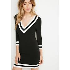 Black And White Striped Sweater Dress Forever 21 Varsity Striped Sweater Dress 16 Liked On Polyvore Featuring Dresses Forever 21 Dresses Stri Striped Sweater Dress Neck Bodycon Dress Fashion