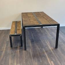 Dining tables with benches never go out of style. Industrial Rustic Dining Table Bench Style Vintage Style Solid Wood Chic Kitchen U Metal Frame Handmade In Rotherham Buy Online In Gibraltar At Gibraltar Desertcart Com Productid 148847880