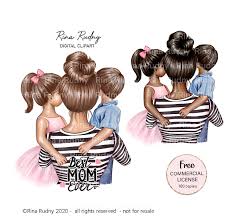 Mothers Day Clipart Mother Son Daughter Clipart Mom Boy Etsy In 2020 Mom Clipart Baby Tattoos Tattoo For Son