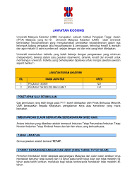 Untuk kerja kosong disember, cukup banyak kerja kosong yang dibuka. Jawatan Kosong Jawatan Bukan Akademik Bil Nama Jawatan Gred