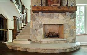 How to create burlap wainscoting. Stone Surround Fireplace With Distressed Fir Mantel Limestone Swell Step Traditional Family Room Chicago By Orren Pickell Building Group Houzz