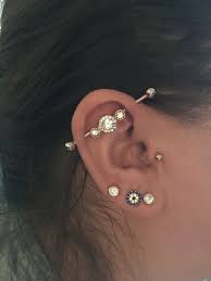Tragus Industrial Lobe Piercing Rose Gold Freaky S Tattoo Ear Piercings Industrial Earings Piercings Ear Jewelry