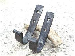 Flat Bar Wall Hook Blacksmith Forged Wrought Iron Steel Industrial Rustic Cabin Cottage Decor Wall Hooks Iron Steel Wall Bar