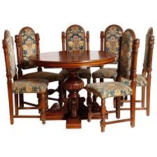 1920s Renaissance Extendable Table And Chairs Carved Walnut Restored Wax Polished Classic Dining Room Dining Room Sets Victorian Dining Room Table