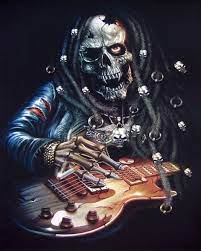 Rasta Guitar Player T Shirt Guitar Mens T Shirts Heavy Metal Art Skull Art Heavy Metal