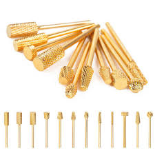 Electric Cylinder Carbide File Drill Bit Golden Nail Art Manicure Pedicure Tool Nail Drill Pedicure Tools Golden Nail Art