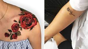 1) getting a tattoo on the arm isn't as painful as on other parts; 48 Beautiful Rose Tattoo Ideas For Women Revelist
