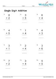 single digit addition worksheets for 1st grade free printable pdf