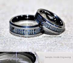 6mm And 8mm Police Box Tungsten Wedding Set Silver Chrome Etsy Tungsten Carbide Wedding Rings Tungsten Wedding Rings Wedding Rings