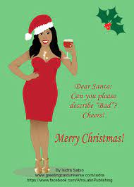 Funny Christmas Card Gorgeous Sassy And Curvy Black African American Woman Wearing A Strapless Red Christmas Dress Christmas Card Art Funny Christmas Cards