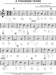 Christina Perri A Thousand Years Sheet Music For Beginners In C Major Download Print Trumpet Sheet Music Cello Music Flute Sheet Music