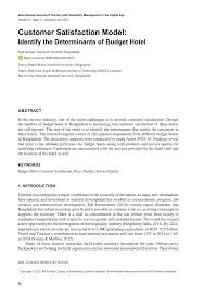 Pdf Customer Satisfaction Model Identify The Determinants Of Budget Hotel