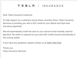 Not all insurers offer different quotes by trim. Tesla Is Giving Its Insurance Customers A Retroactive Credit As Relief Amid Pandemic