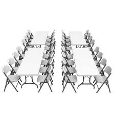 Ok.let's find the no of ways in which that person is always seated next to 2 particular people.these 3 can be seated in 2 ways because the cetre position is fixed. Lifetime 4 8 Foot Rectangle Tables And 32 Chairs Combo