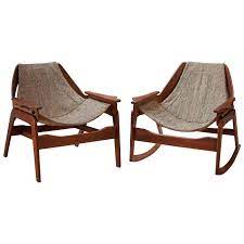 mid century vintage jerry johnson sling rocker and chair vintage rocking chair antique rocking chairs armchair vintage