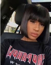 Black Bob Wig With Bangs Human Hair Lace Front Short Bob Wig Brazilian Virgin Human Hair Wigs With Bangs Remy Baby Hair For Women Straight Black Hair Ls5221 With Images Bob Hairstyles Wig Hairstyles Short Bob Hairstyles
