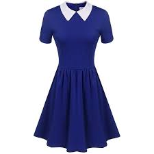 Women S Casual Short Sleeve Doll Collar Dress Peter Pan Collar Work Liked On Polyvore Feat Doll Collar Dress Peter Pan Collar Dress Work Dresses For Women