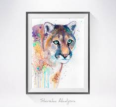 Puma Watercolor Painting Print By Slaveika Aladjova Art Etsy Watercolor Paintings Animal Paintings Animal Art
