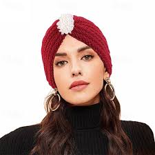 cappelli invernali in maglia con turbante gioiello per donna cappelli caldi  in maglia per donna fascia calda berretti incrociati intrecciati del 2024 a  € 7.99