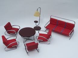 Jindrich Halabala Miniature Salesman Sample Lounge Set Etsy Steel Furniture Steel Furniture Design Dollhouse Furniture