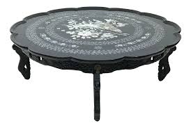 Vintage Oriental Black Lacquer And Inlaid Mother Of Pearl Folding Round Coffee Table Folding Coffee Table Coffee Table Round Coffee Table