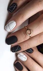 Black And White Nail Art Simple Minimalist Black And White E2k Fashion With Images Classy Nail Designs Cute Nail Art Designs Simple Nails
