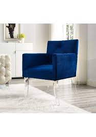 Contemporary styles, classics of 20th century design, armless dining chairs as well as rustic chairs fit for a farmhouse or country living. Navy Blue Velvet Accent Chair Acrylic Legs Blue Velvet Chairs Living Room Chairs Furniture