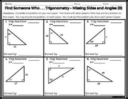 Trigonometry Find Someone Who Finding Angles And Sides Two Levels