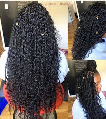Black And Burgundy Bohemian Box Braids Bohemian Box Braids Box Braids Hairstyles For Black Women Box Braids Hairstyles Braided Hairstyles
