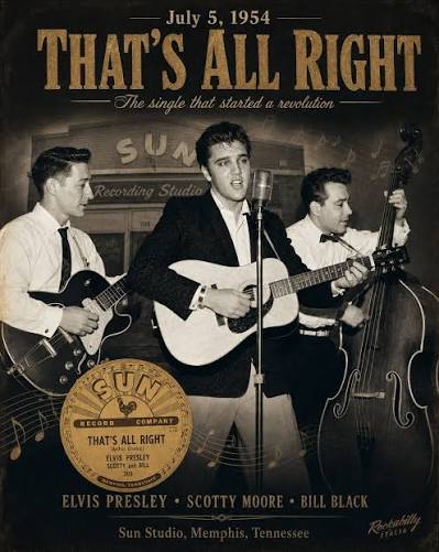July 5, 1954 — Sun Studio, Memphis. On this day, Elvis Presley, Scotty Moore  and Bill Black found the sound that would change everything. During a break  in the session, Elvis began