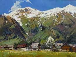 Mountain Village Painting By Alexander Babich Painting Painting Mountain Paintings Saatchi Art