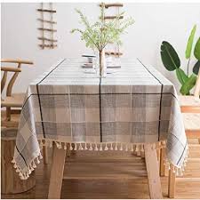 Black And White Striped Tablecloth Amazon 26 99 Amazon Com Colorbird Embroidery Checkered Tassel Tablecloth Heavy Weight Cotton Linen Fabric Dust Proof Tab Table Top Decor Table Cloth Table Covers